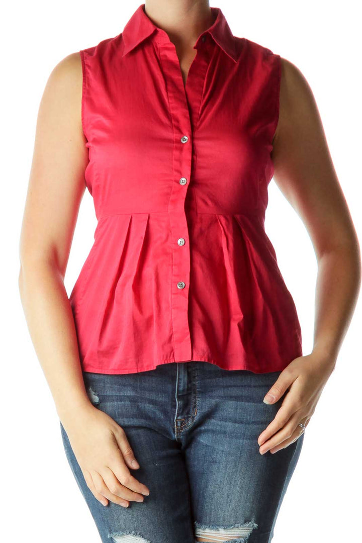 Pink Collared Buttoned Blouse