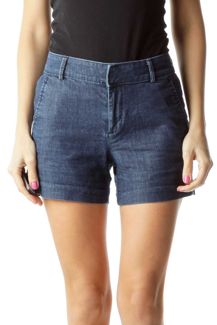 Navy Denim Pocketed Shorts