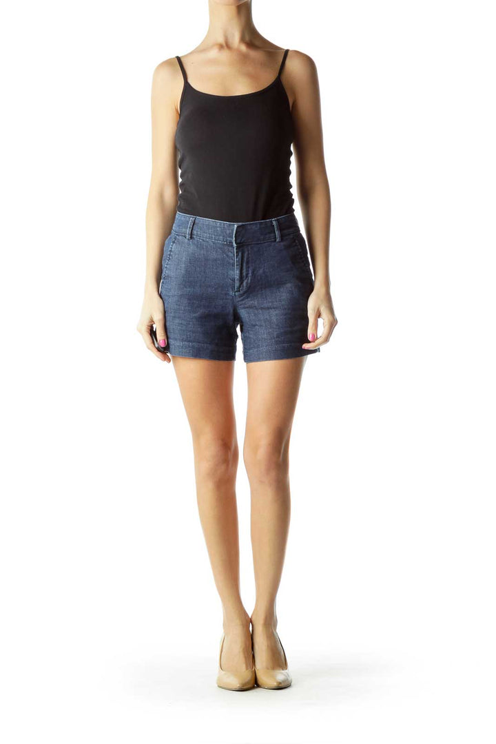 Navy Denim Pocketed Shorts