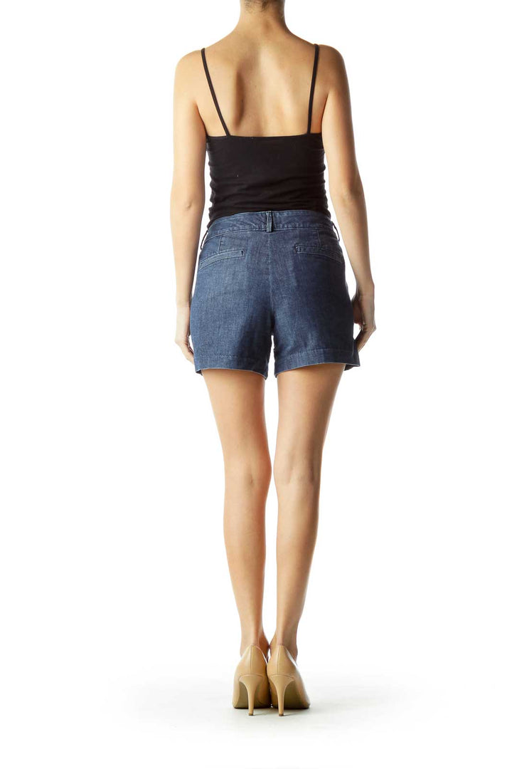 Navy Denim Pocketed Shorts