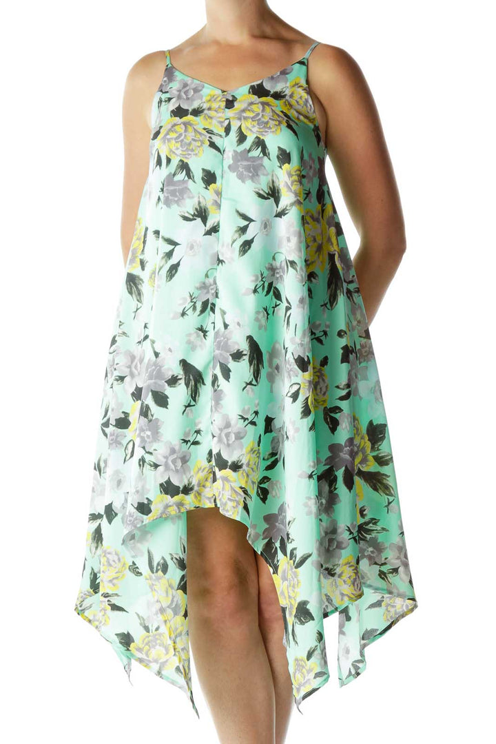 Green Flower Print Tent Dress