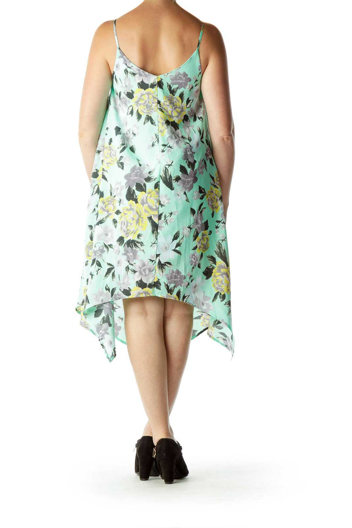 Green Flower Print Tent Dress