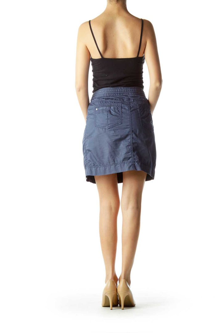 Blue Pocketed Mini Skirt