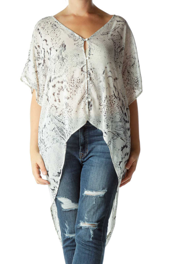 Cream Black Printed Blouse