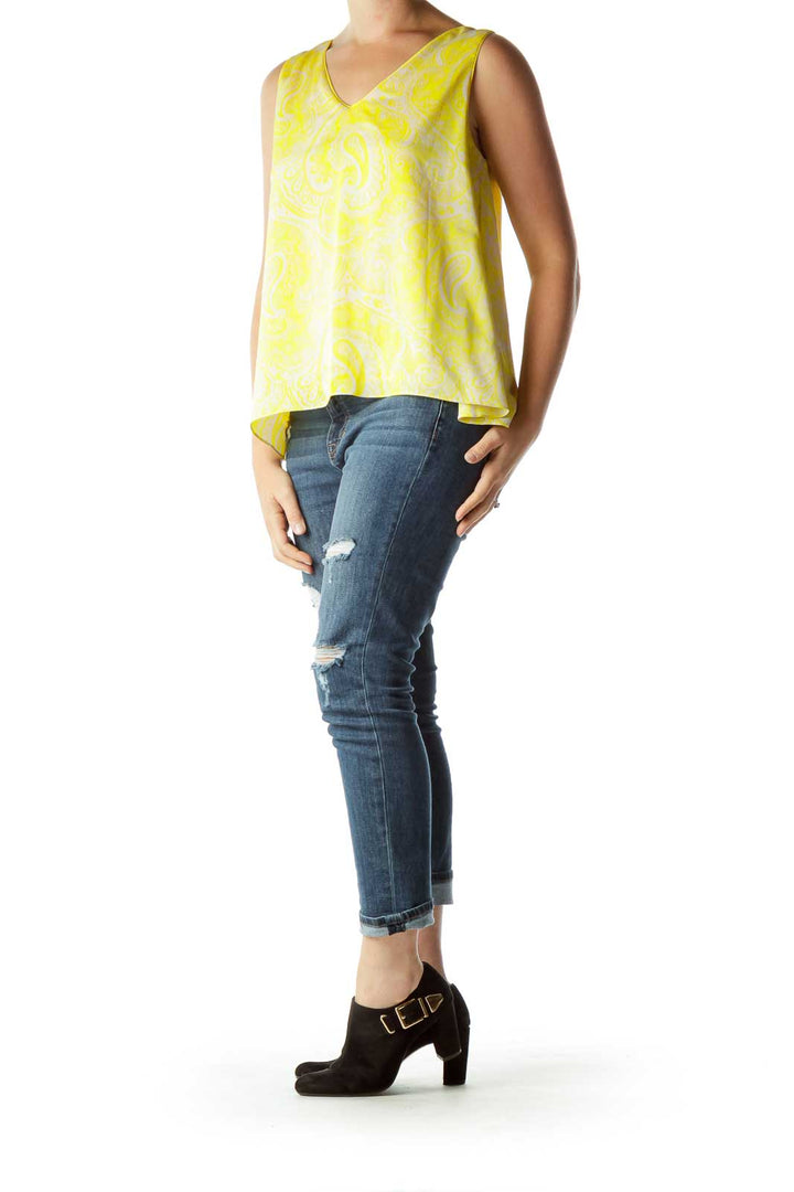 Yellow Beige Sleeveless Blouse