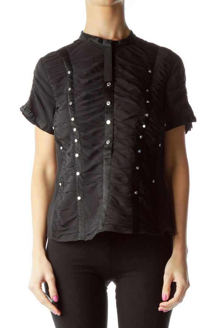 Black Silk Corset Style Blouse