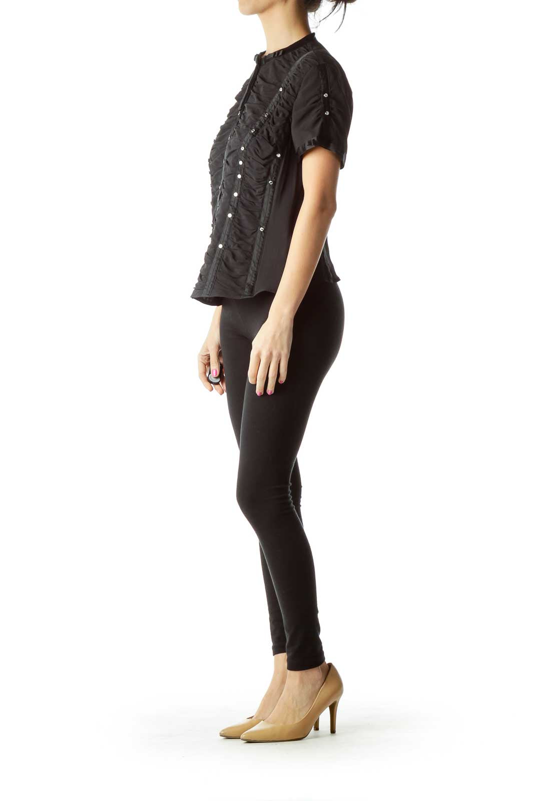 Black Silk Corset Style Blouse