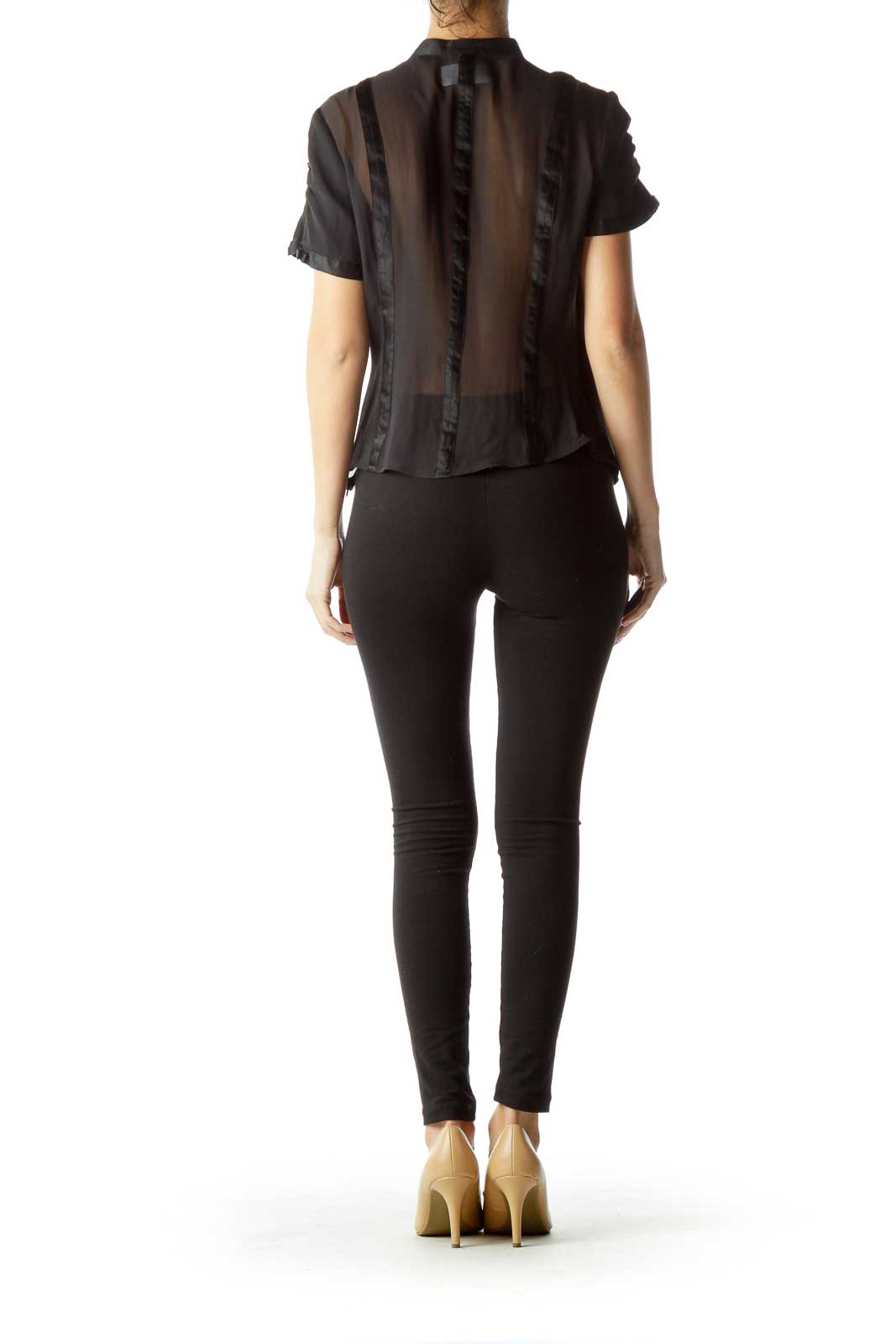 Black Silk Corset Style Blouse