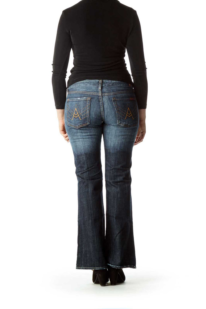 Navy Denim Wide-Leg Jeans