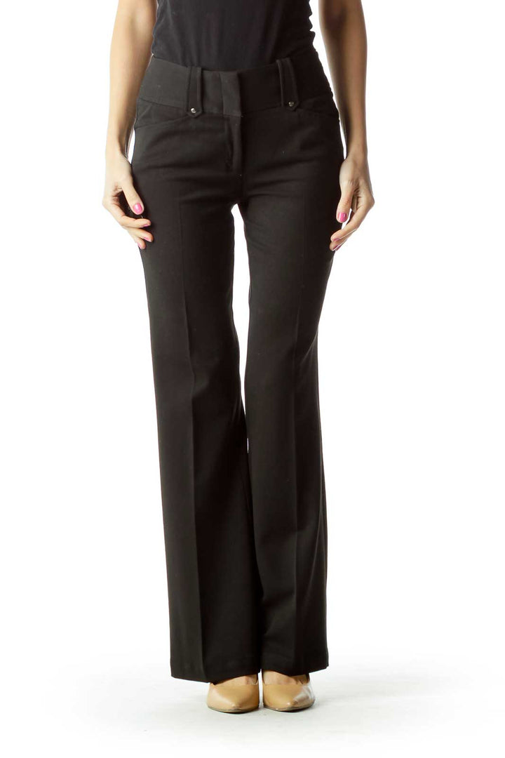 Black Straight-Leg Slacks