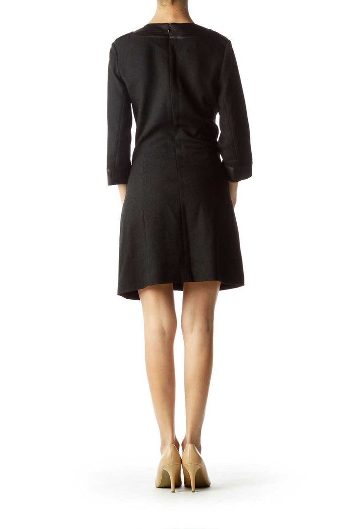 Black 3/4 Sleeve Shift Work Dress