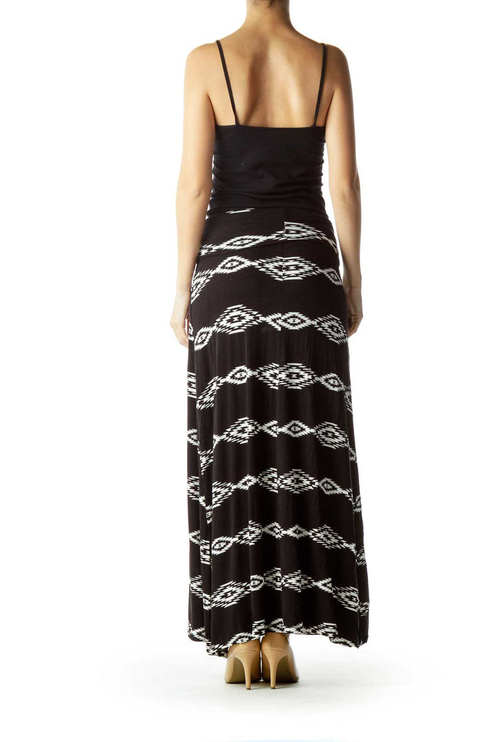 Black White Tribal Maxi Skirt