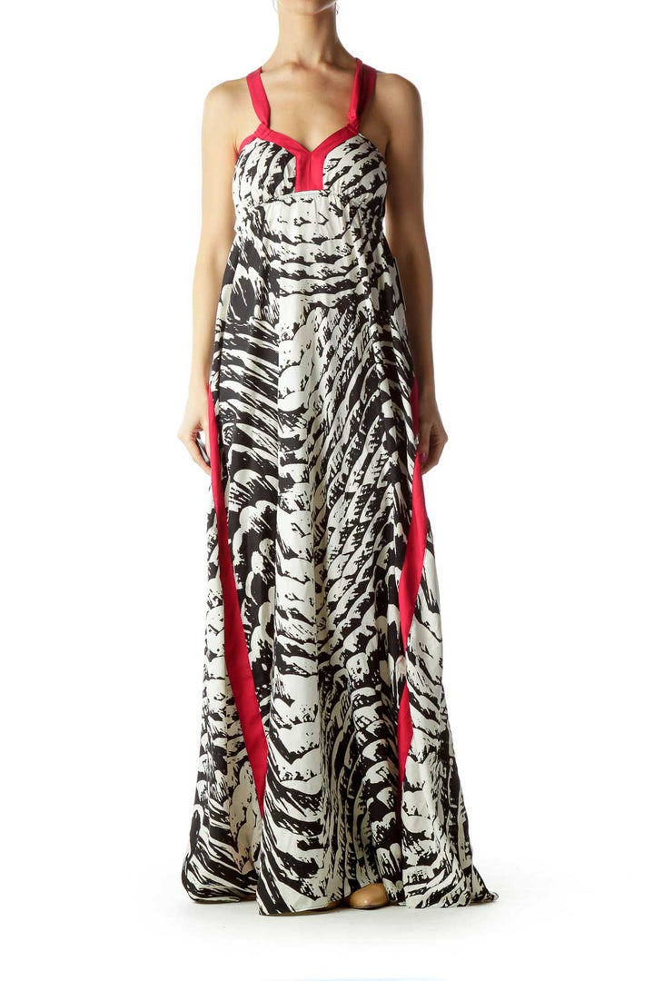 White Black Printed Maxi Dress