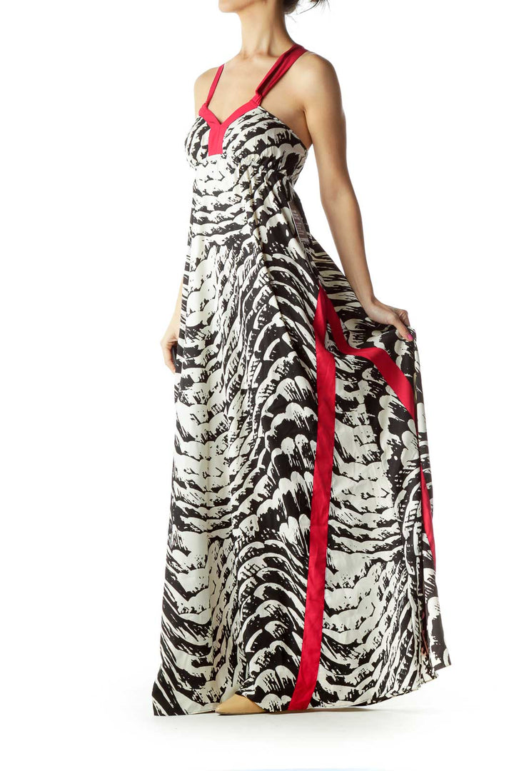 White Black Printed Maxi Dress