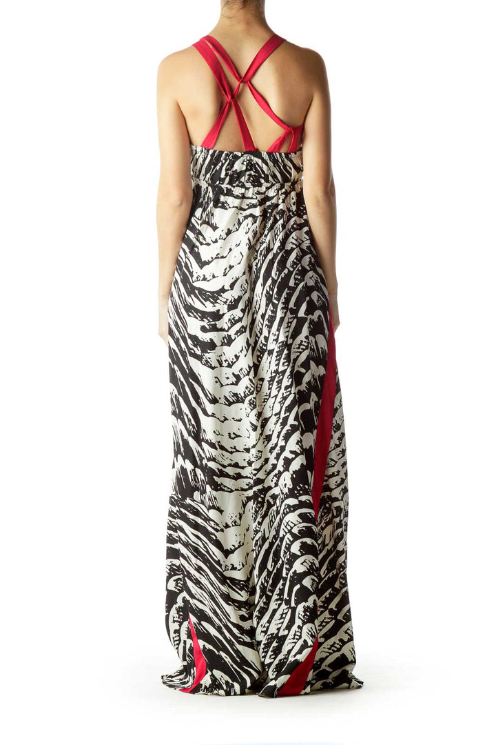 White Black Printed Maxi Dress