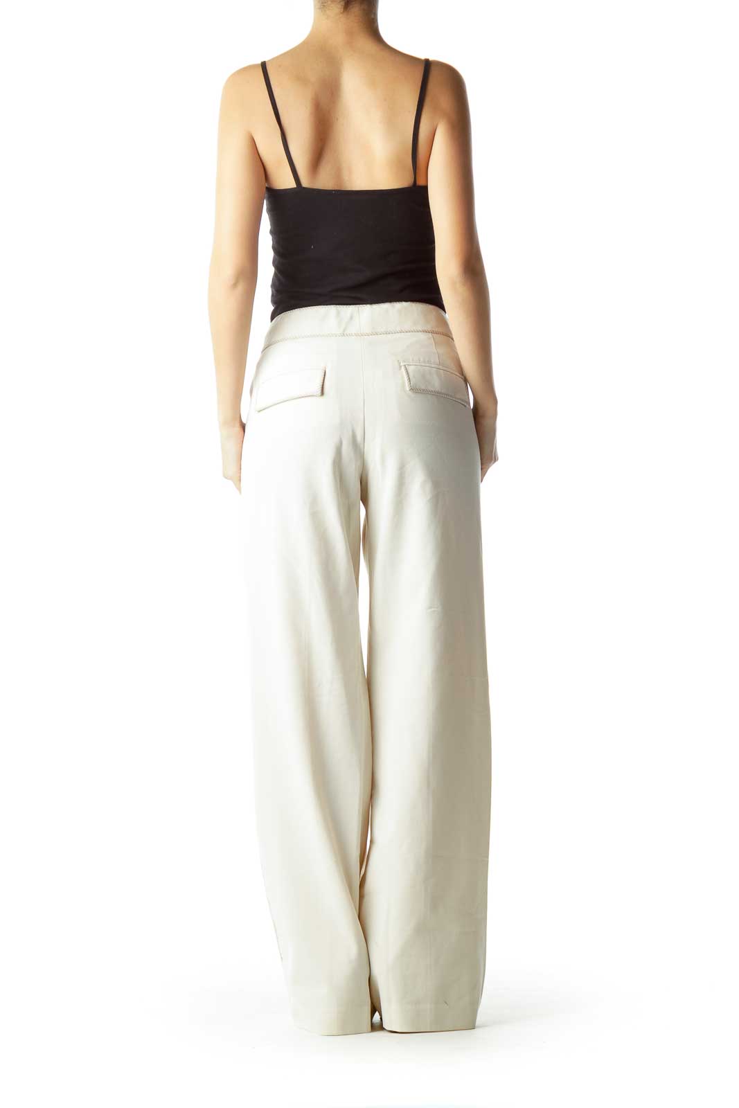 Cream Straight Leg Slacks