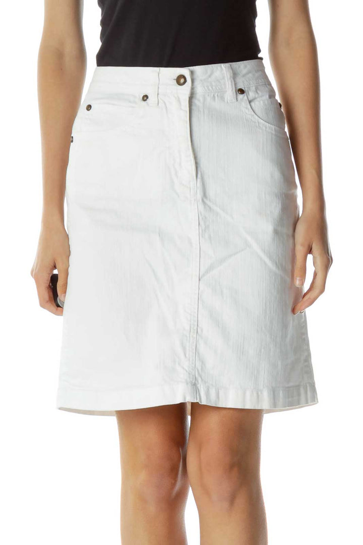 White Denim Pocketed Skirt