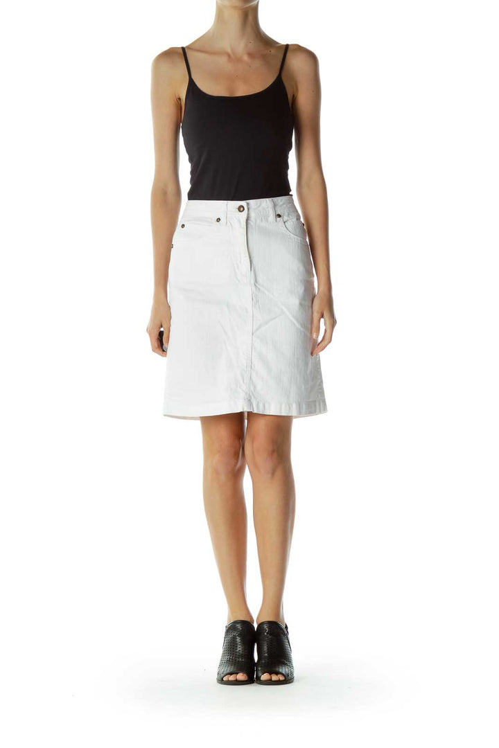 White Denim Pocketed Skirt