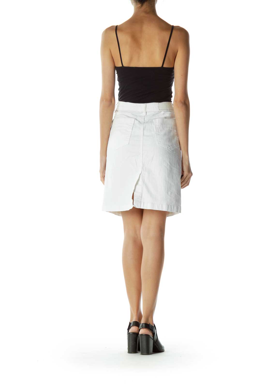 White Denim Pocketed Skirt