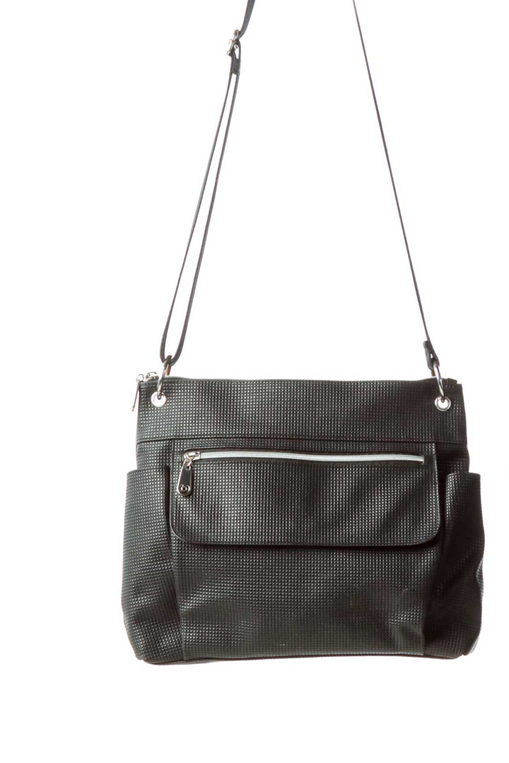 Black Textured Crossbody Bag