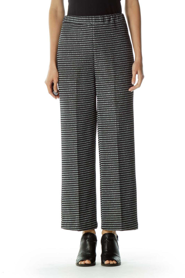 Black Gray Metallic Striped Pant