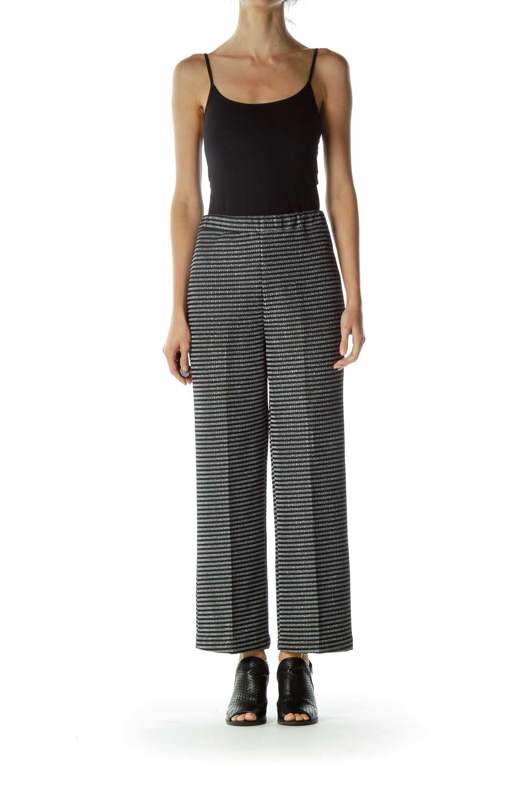 Black Gray Metallic Striped Pant