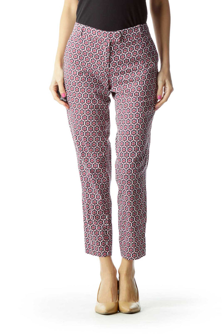 Pink White Geometric Print Pants