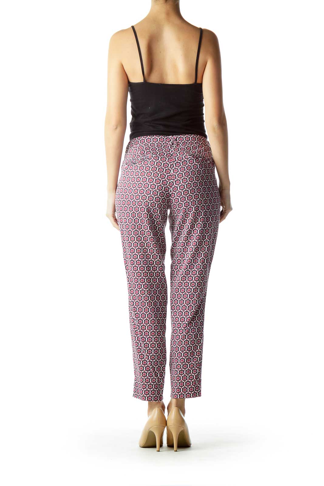 Pink White Geometric Print Pants