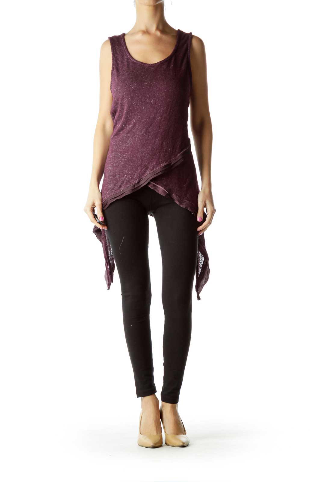 Burgundy Sleeveless Mottled Top