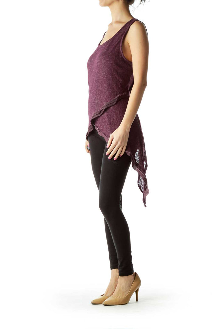 Burgundy Sleeveless Mottled Top