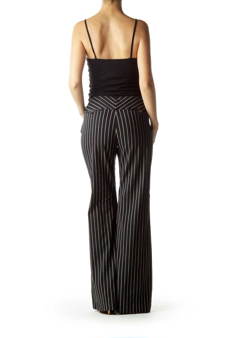 Black Pinstripe Wide Leg Pants