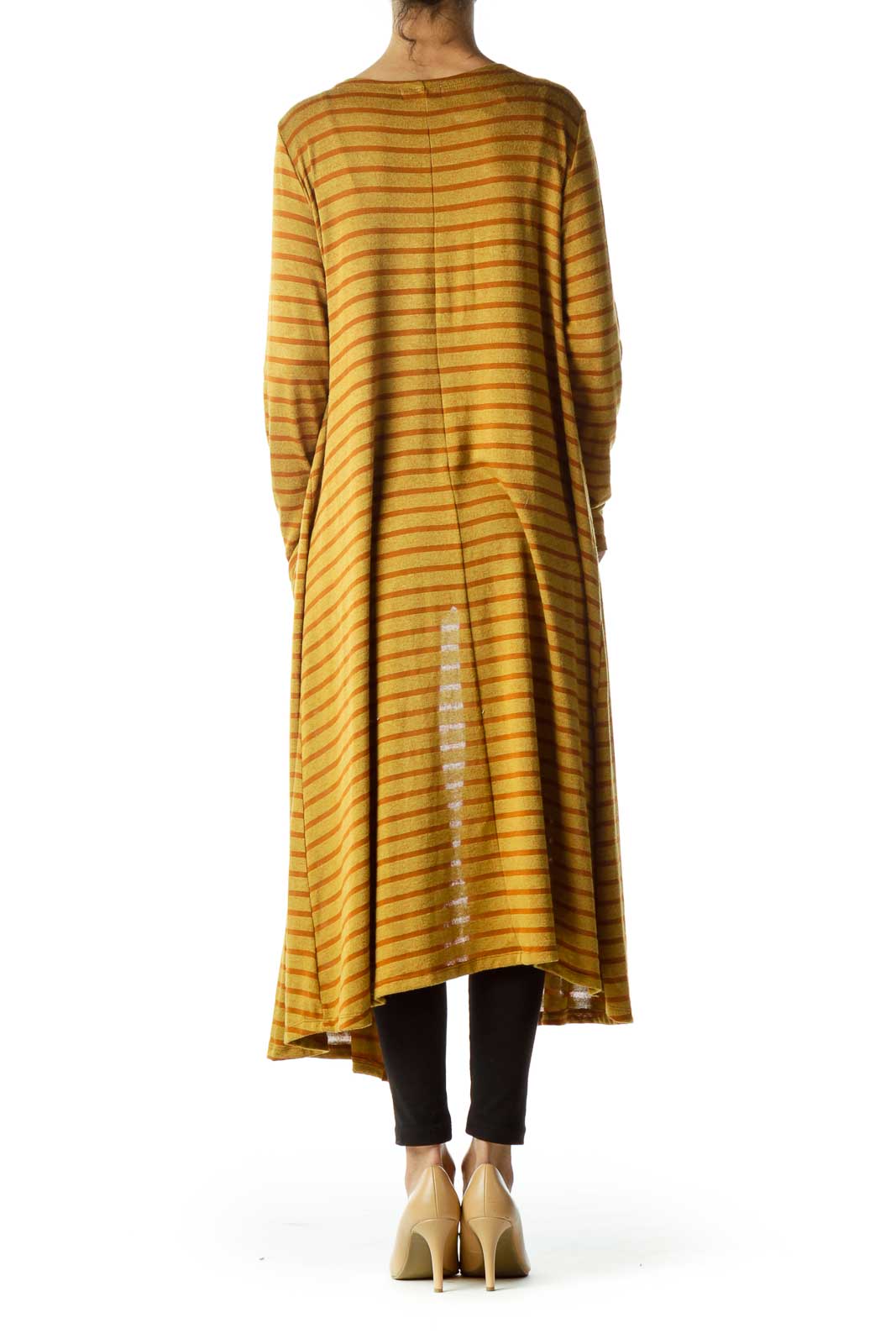 Yellow Striped Long Cardigan