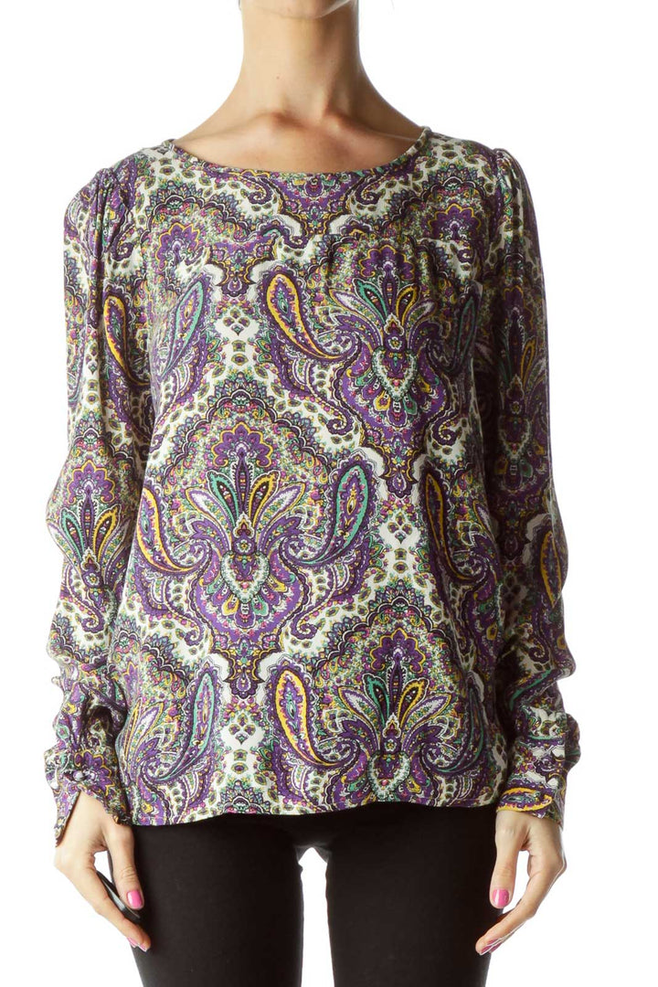 Purple Paisley Print Blouse