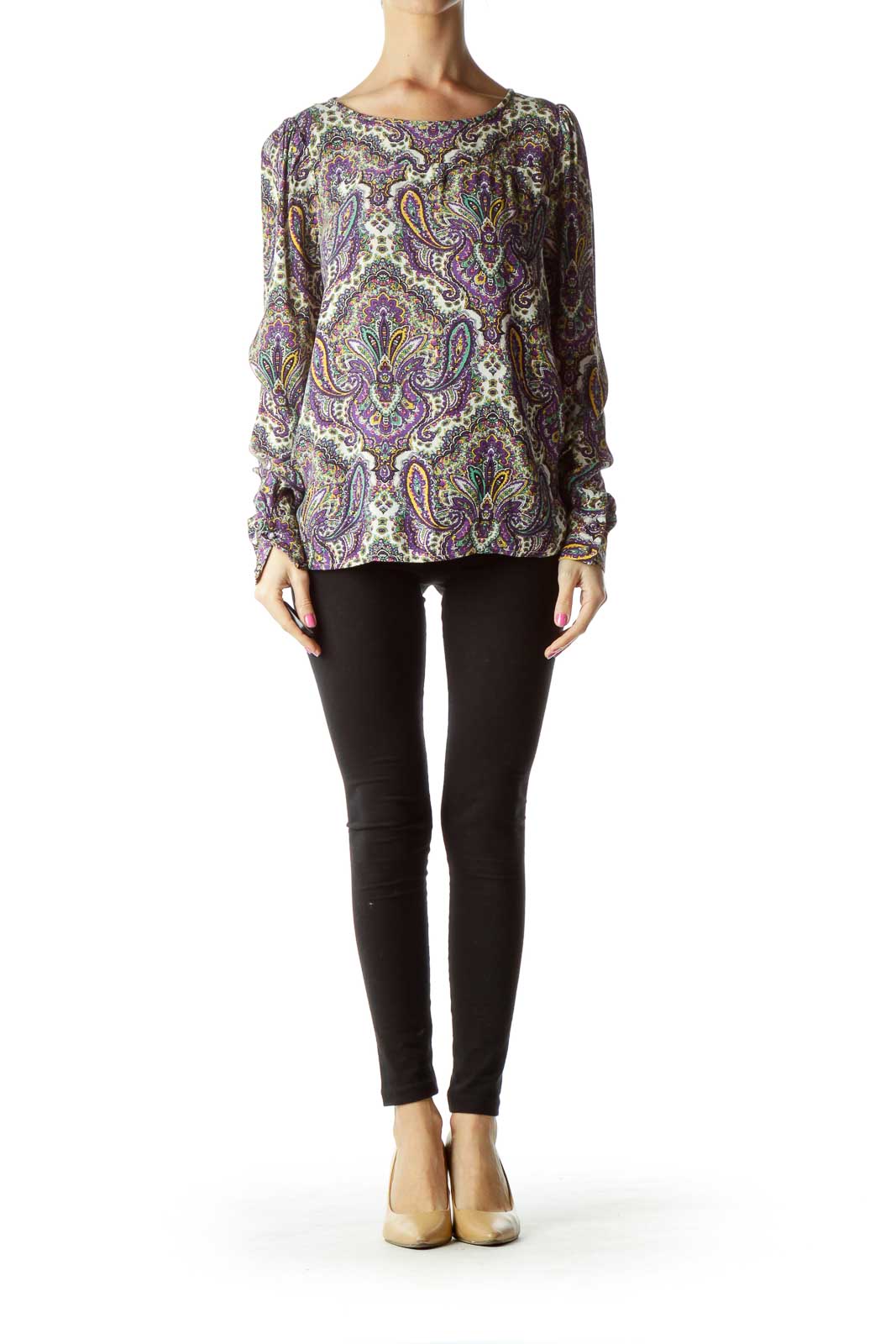 Purple Paisley Print Blouse