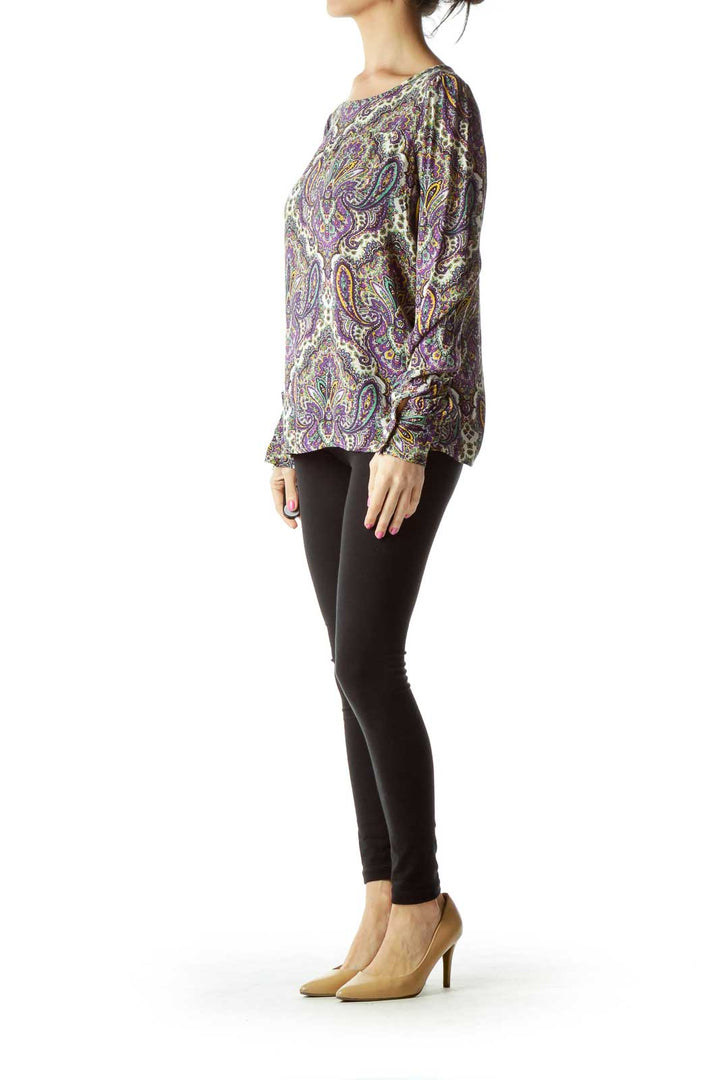 Purple Paisley Print Blouse