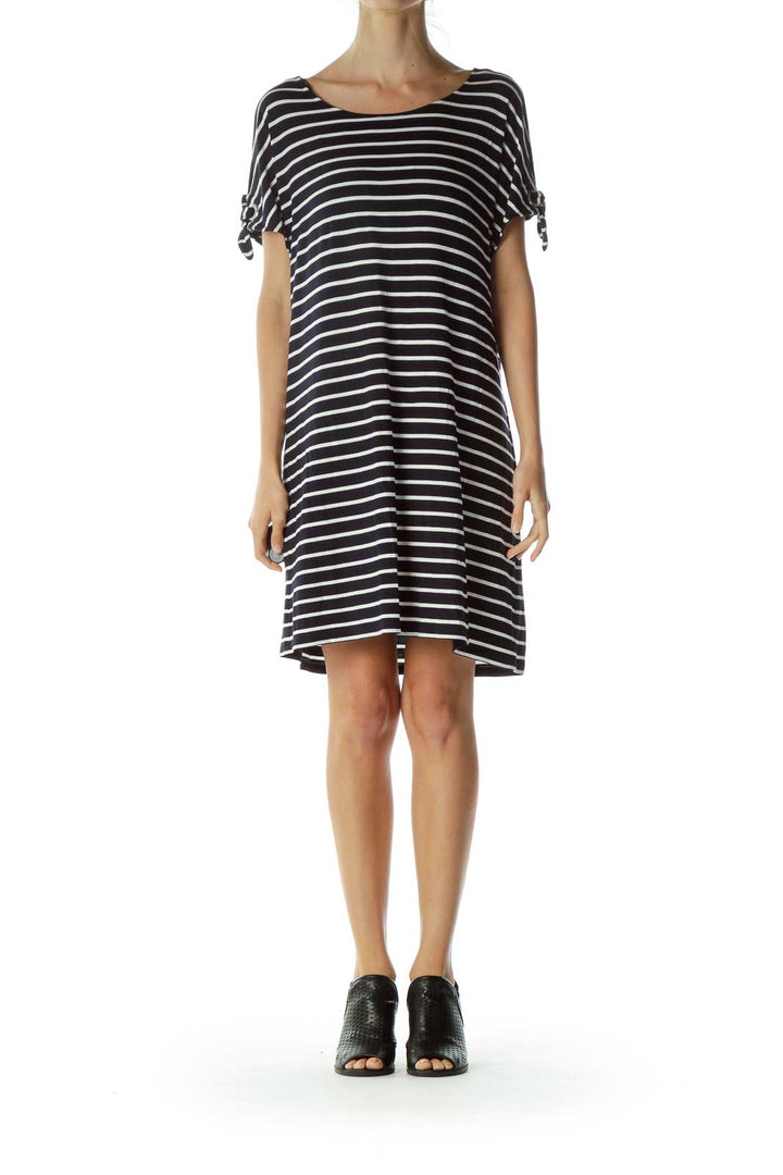 Navy White Stripe Jersey Dress