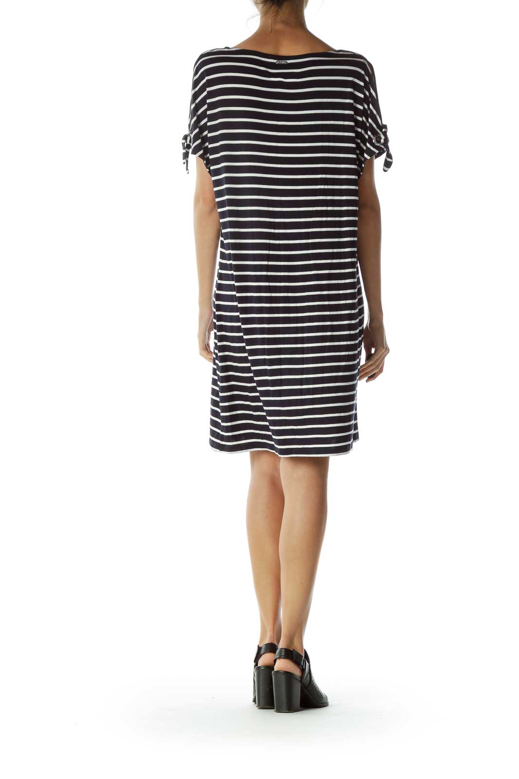 Navy White Stripe Jersey Dress