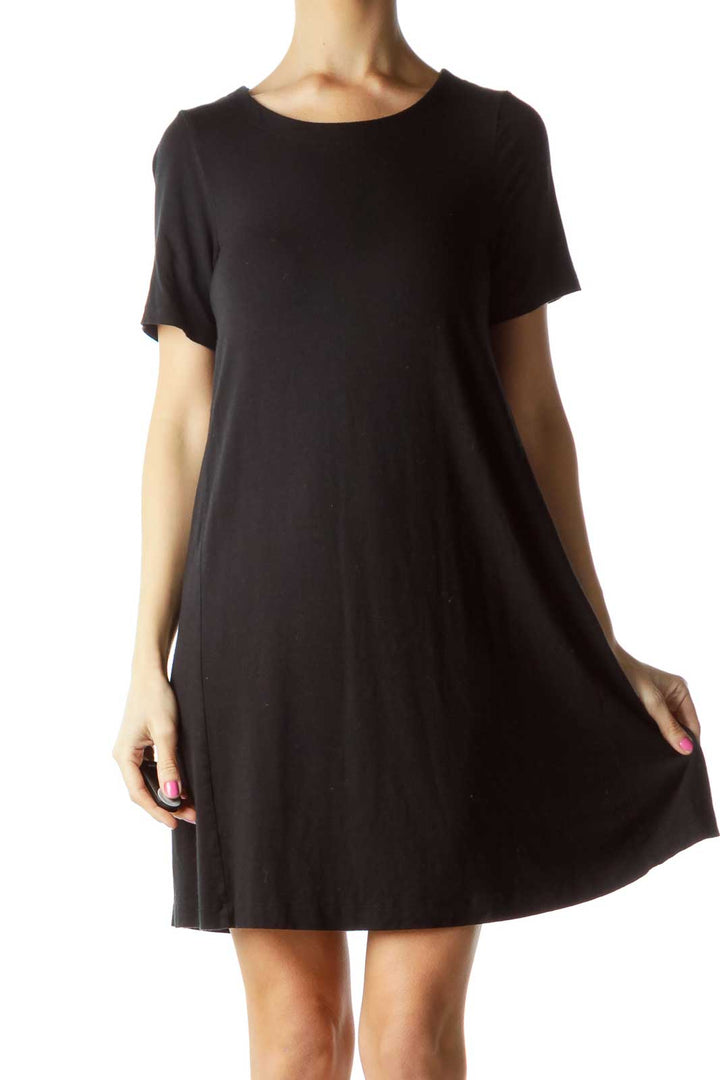 Black Short Sleeve Jersey Dress