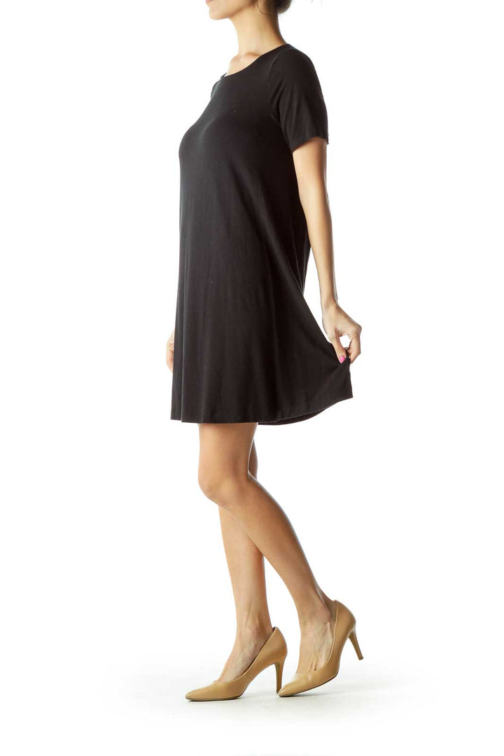 Black Short Sleeve Jersey Dress