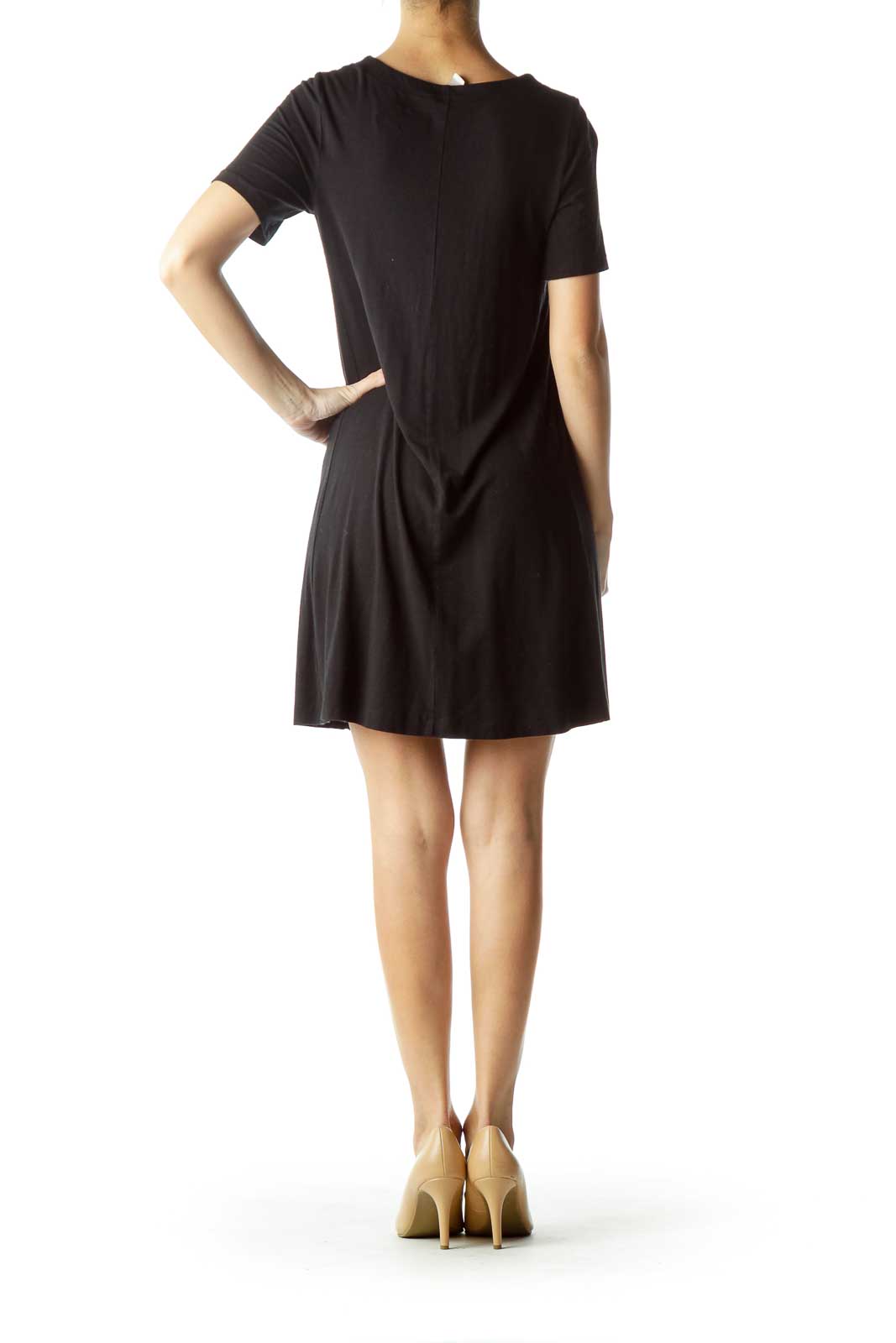 Black Short Sleeve Jersey Dress