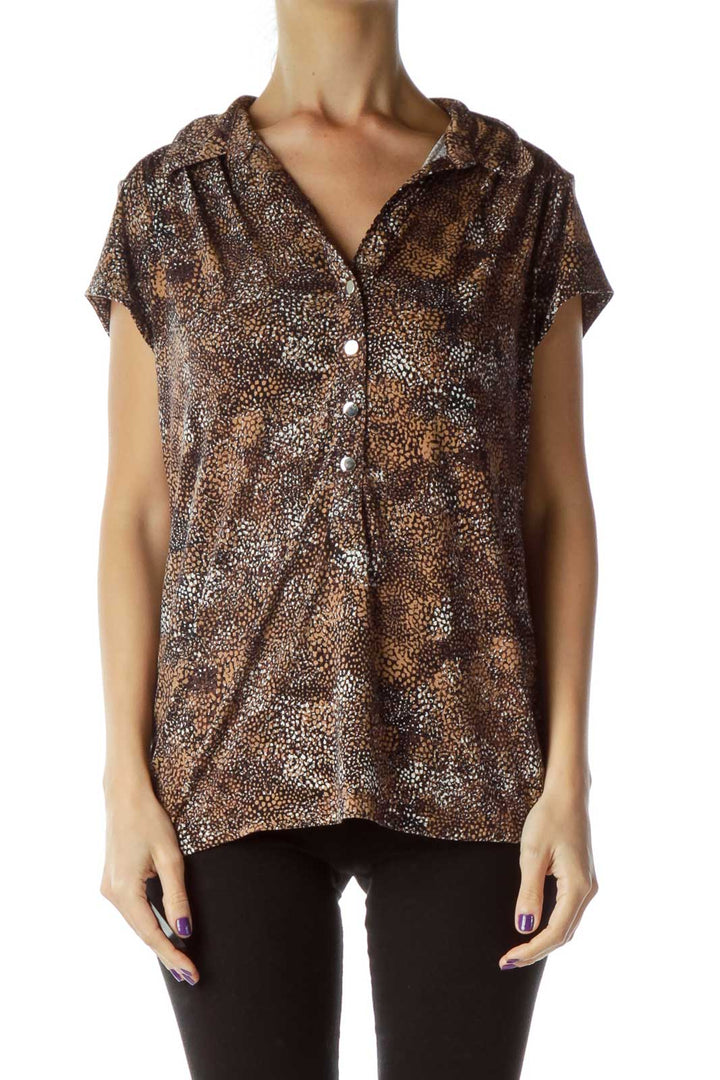 Brown Printed Polo Shirt