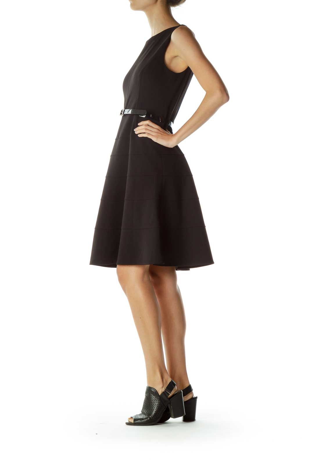 Black Belted A-Line Dress