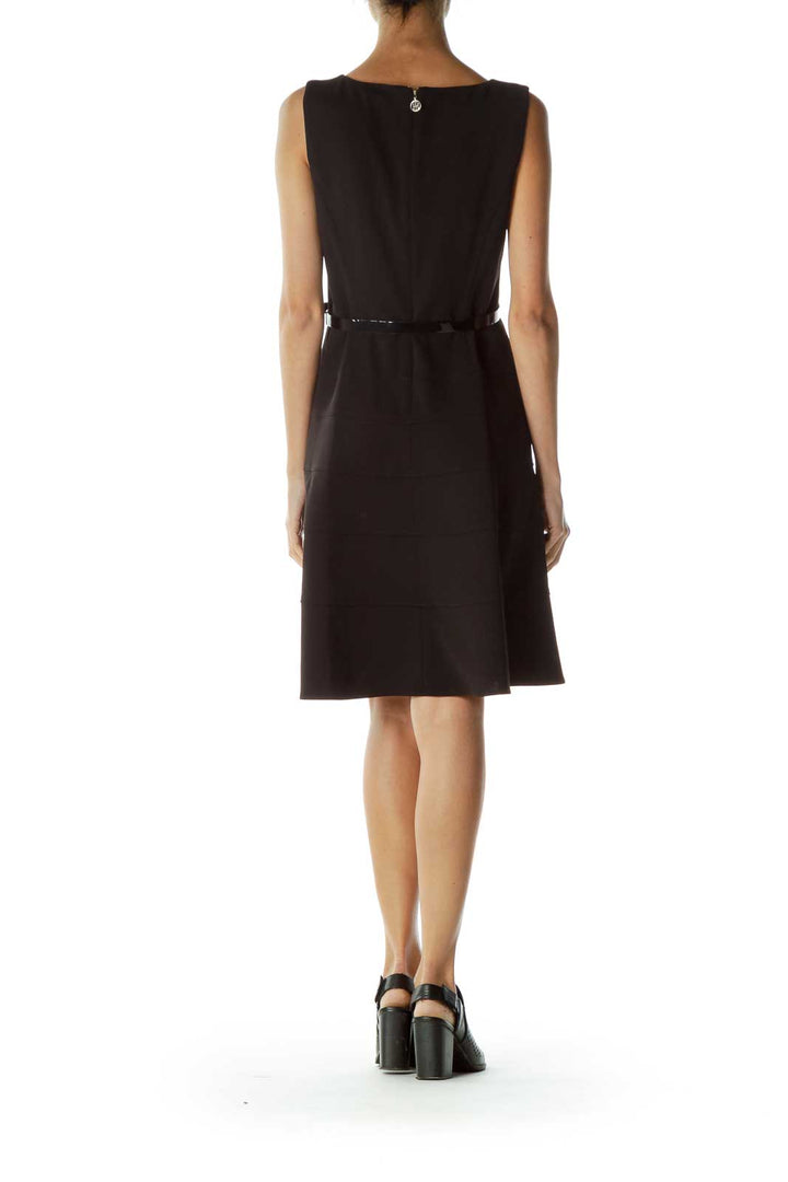 Black Belted A-Line Dress