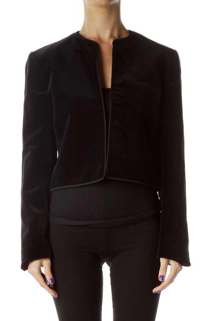 Navy Velvet Jacket with Trim Detail