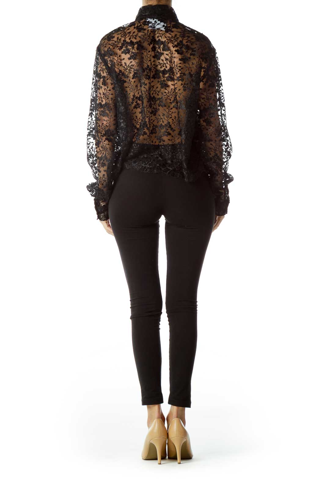 Black Sequined Embroidered Shirt