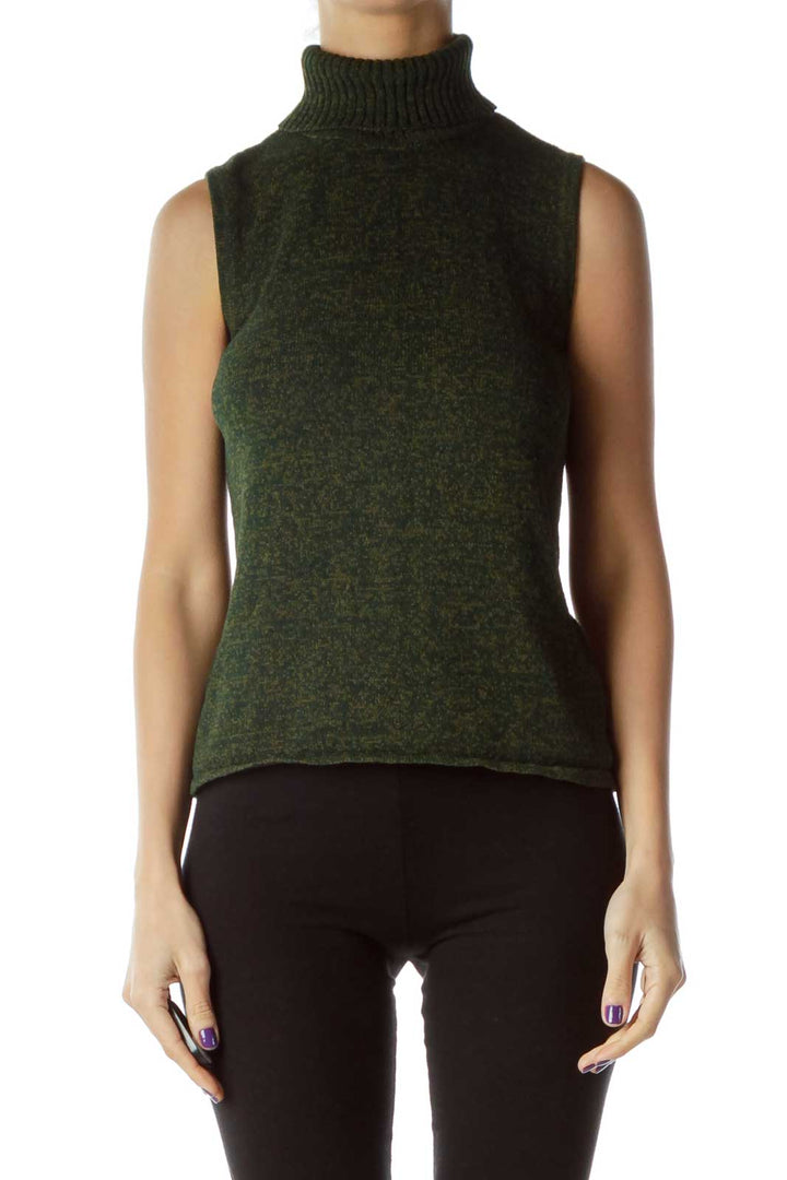 Green Marl Turtle Neck Vest