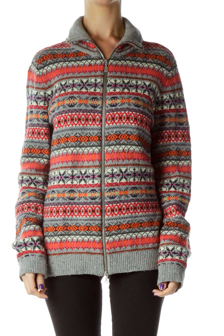 Multicolor Argyle Zippered Sweater