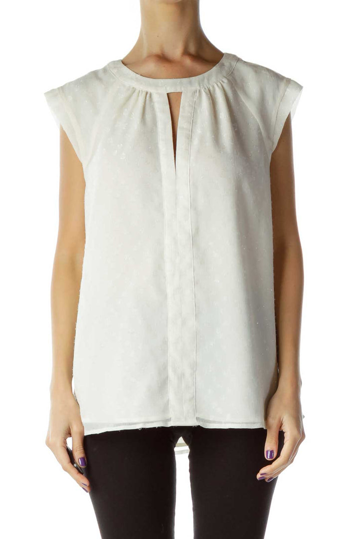 Cream Sleeveless Blouse with Shiny Detail