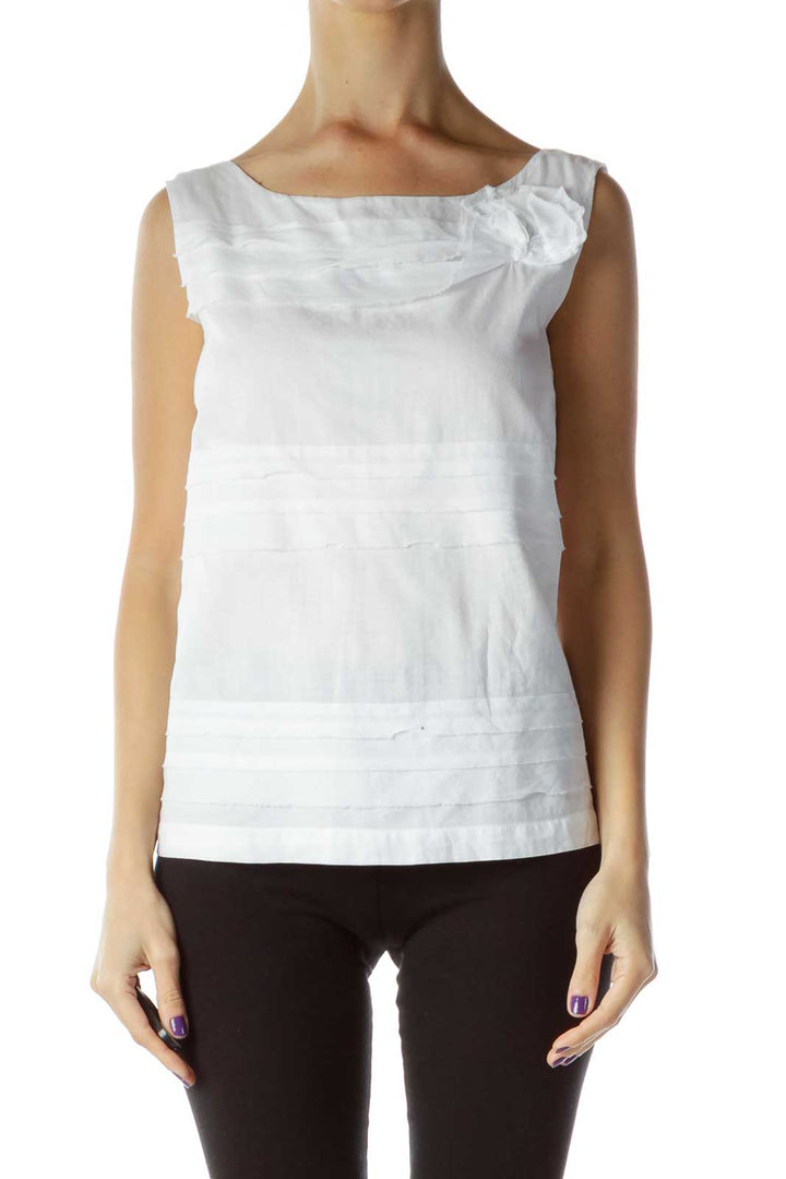 White Ruffled Sleeveless Top