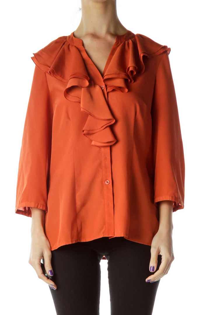 Orange Ruffle Blouse